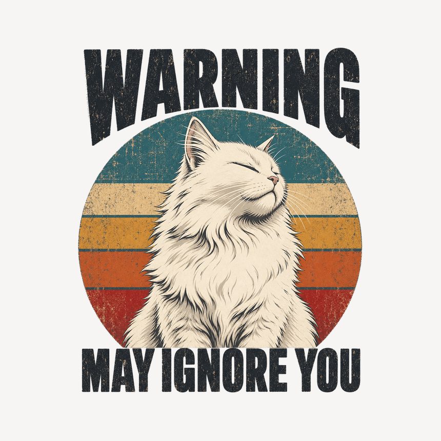 Warning May Ignore You White Cat Retro — funny cat mug