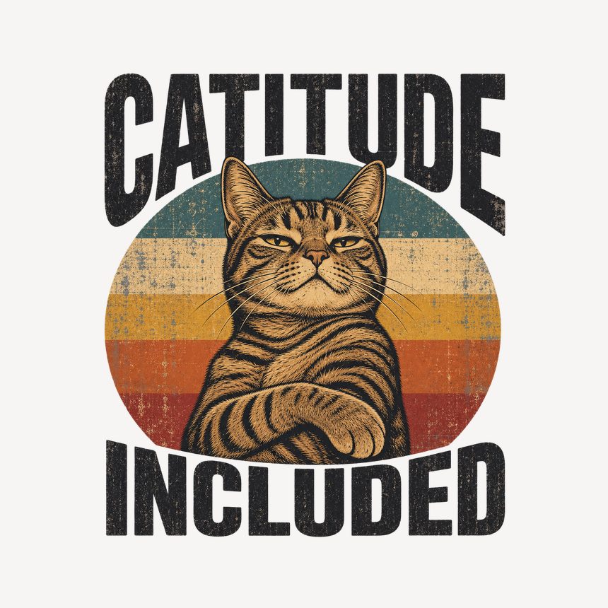 Catitude Included Sassy Tabby Cat Retro — funny cat mug