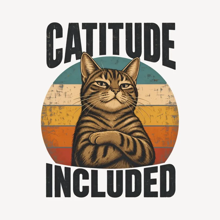 Catitude Included Sassy Tabby Cat Retro — funny cat mug