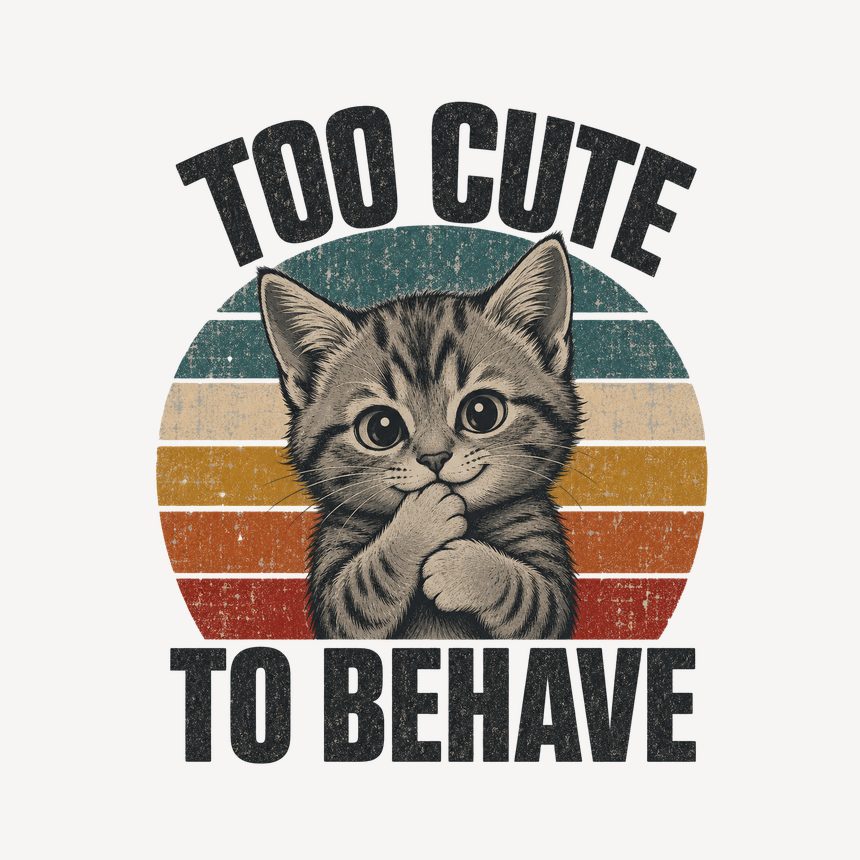 Too Cute To Behave Naughty Kitten Retro — funny cat mug