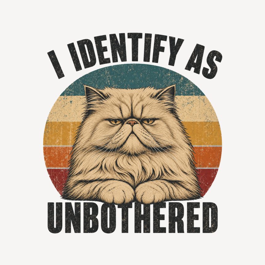I Identify As Unbothered Persian Cat Retro — funny cat mug