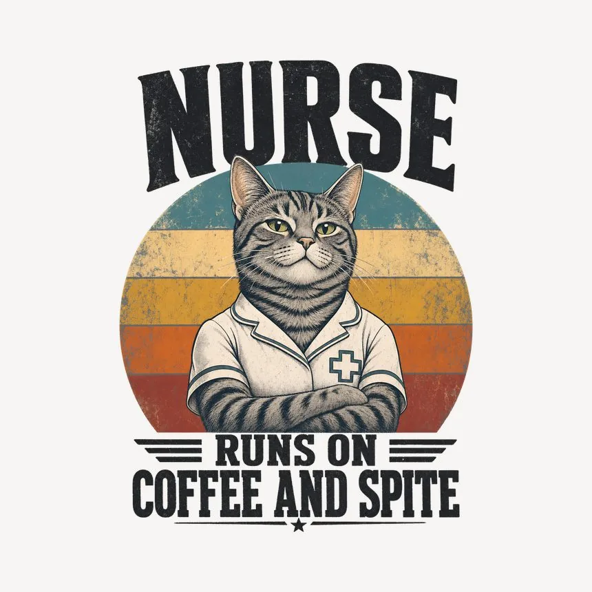 Nurse Runs On Coffee And Spite Retro Cat Design — funny cat mug