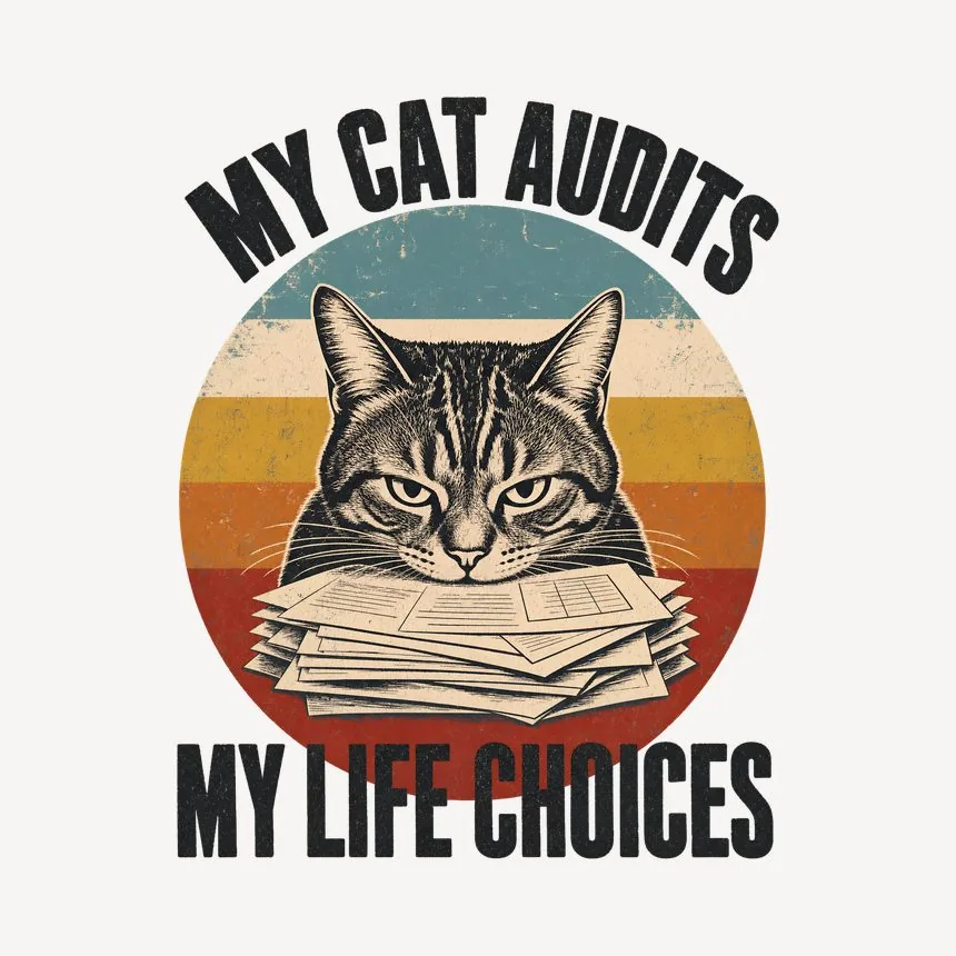 My Cat Audits My Life Choices Retro Cat Design — funny cat mug