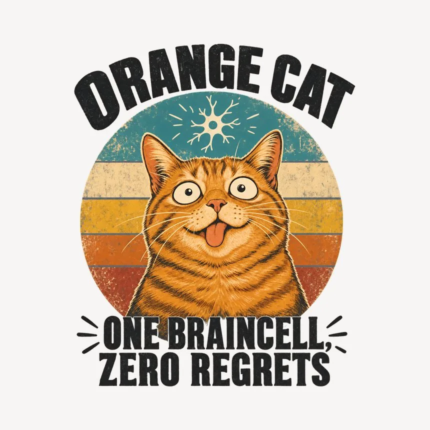 Orange Cat One Braincell, Zero Regrets Cat Design — funny cat mug