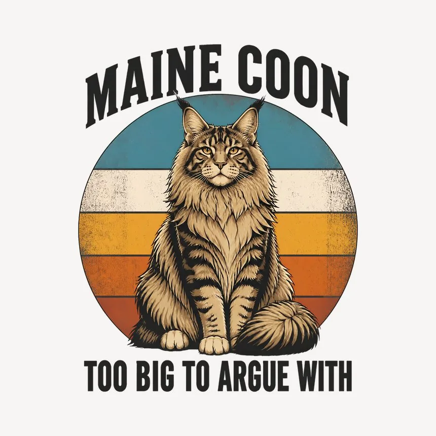 Maine Coon Too Big To Argue With Retro Cat Design — funny cat mug
