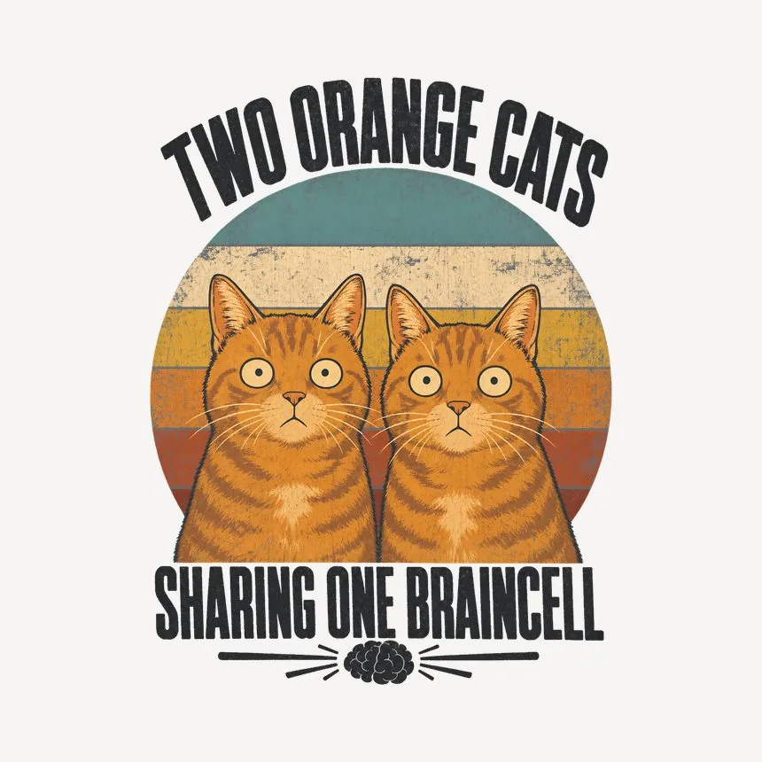 Two Orange Cats Sharing One Braincell Cat Design — funny cat mug