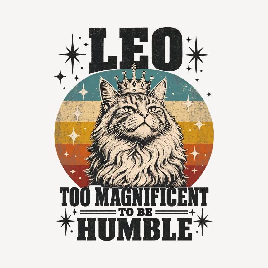 Leo Too Magnificent To Be Humble Retro Cat Design — funny cat mug
