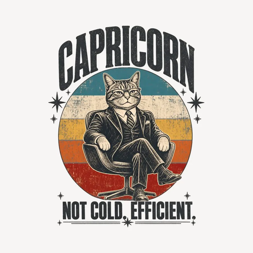 Capricorn Not Cold. Efficient. Retro Cat Design — funny cat mug