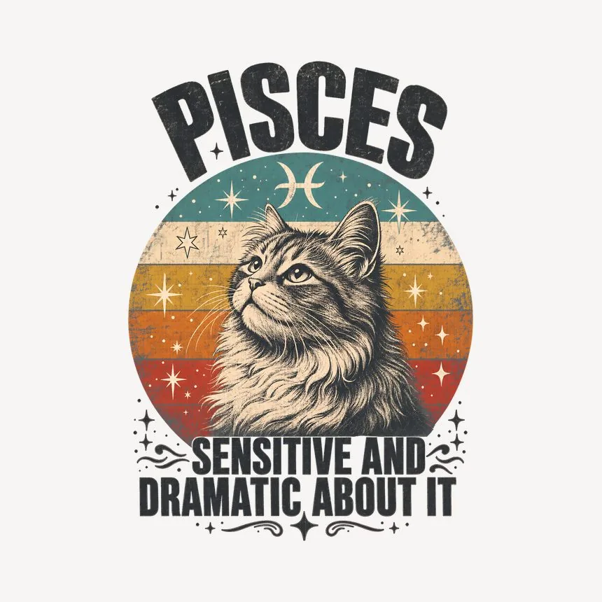 Pisces Sensitive And Dramatic About It Cat Design — funny cat mug
