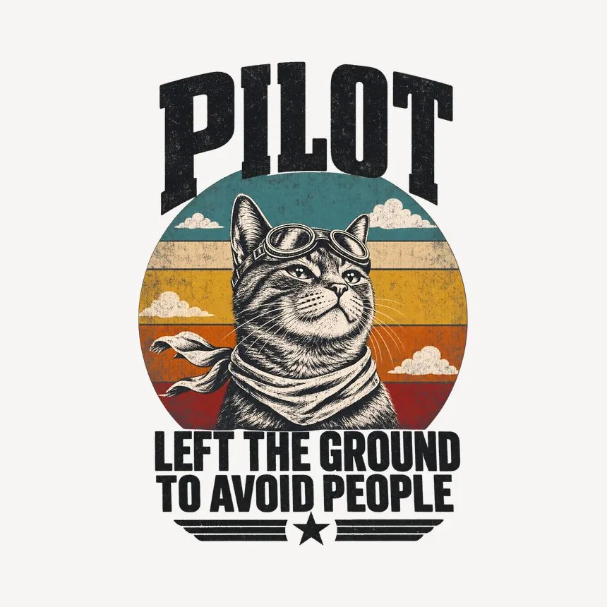 Pilot Left The Ground To Avoid People Cat Design — funny cat mug