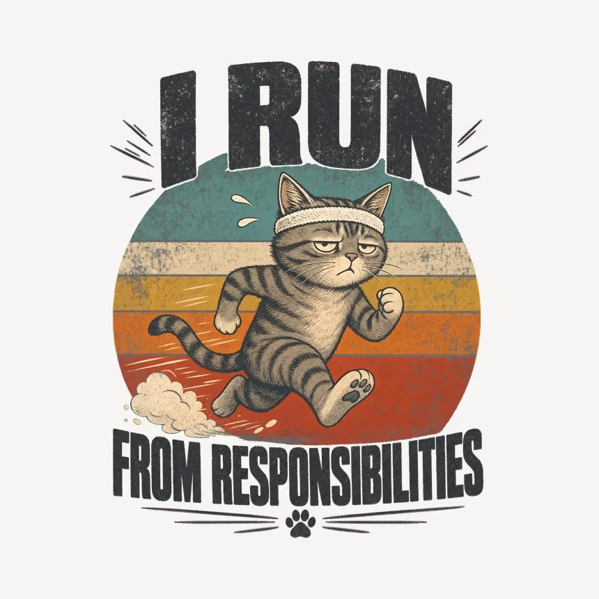 I Run From Responsibilities Retro Cat Design — funny cat mug