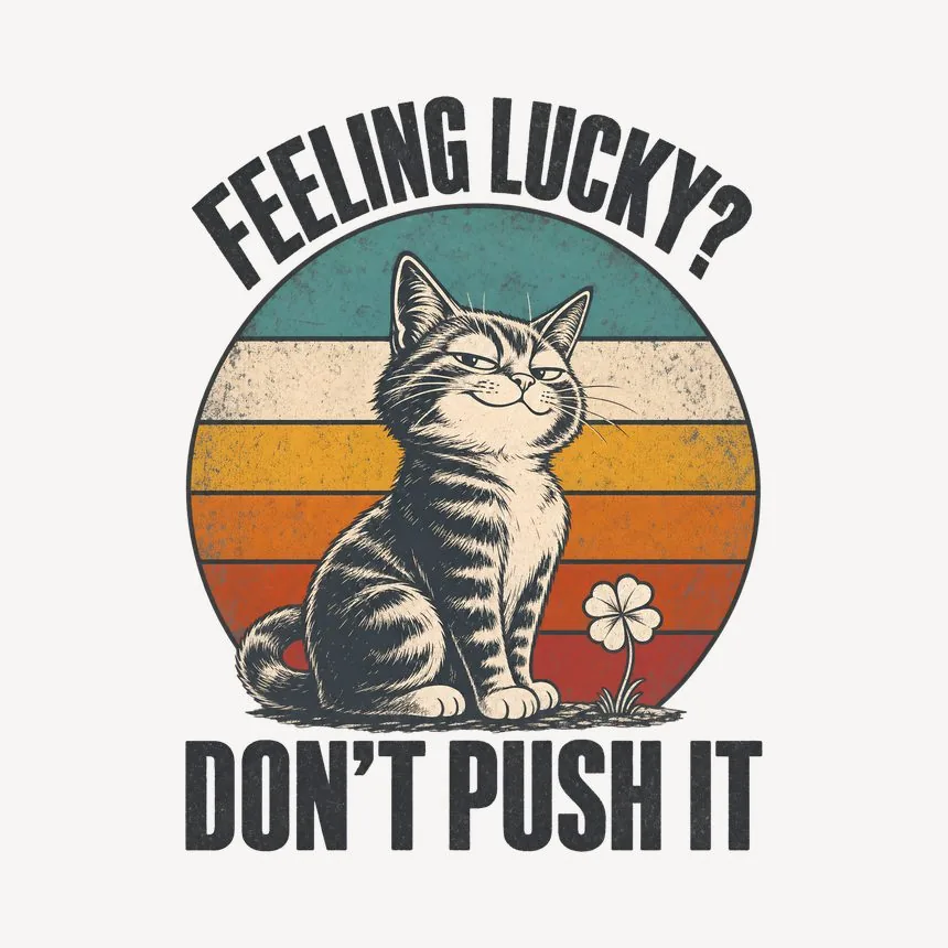 Feeling Lucky Don'T Push It Retro Cat Design — funny cat mug
