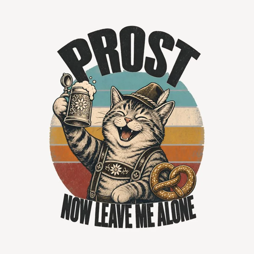 Prost Now Leave Me Alone Retro Cat Design — funny cat mug