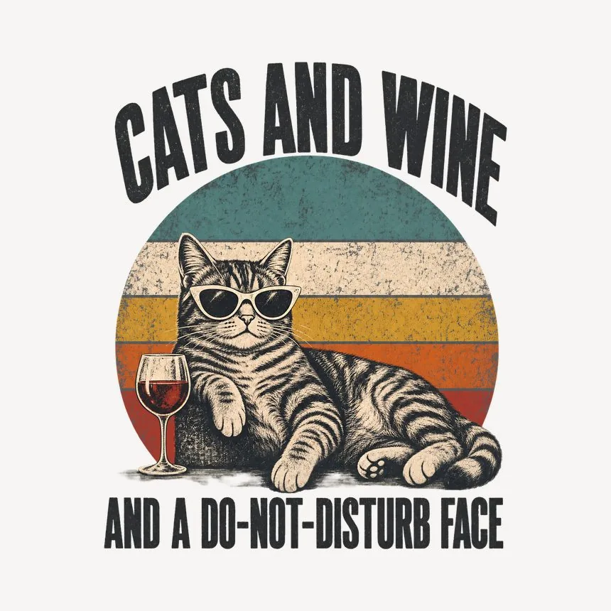 Cats And Wine And A Do-Not-Disturb Face Cat Design — funny cat mug