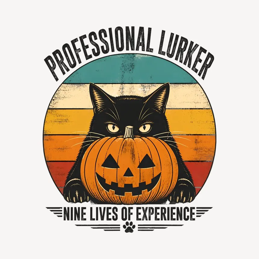 Professional Lurker Nine Lives Halloween Cat — funny cat mug