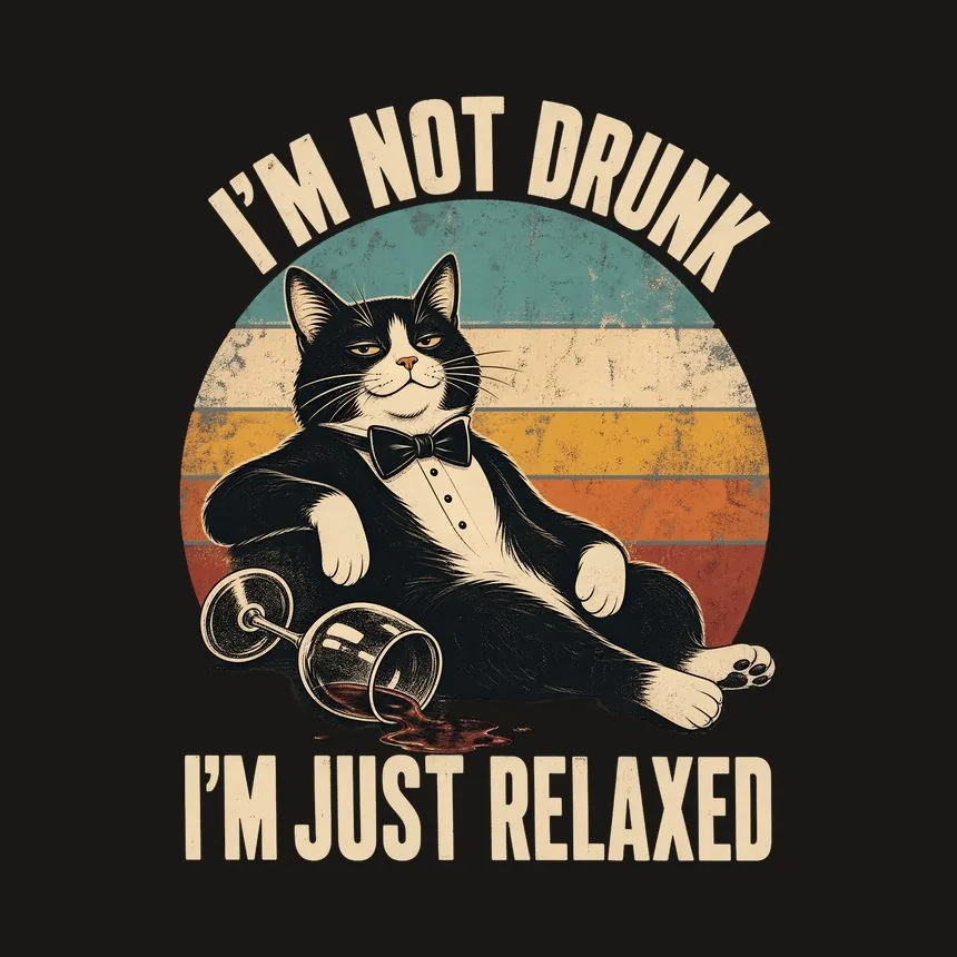 I'm Not Drunk Just Relaxed Wine Cat Retro — funny cat phone case