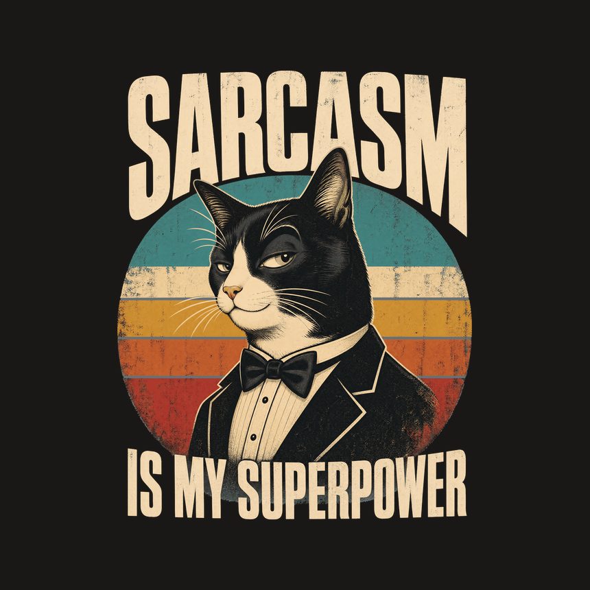 Sarcasm Is My Superpower Sassy Cat Retro — funny cat phone case