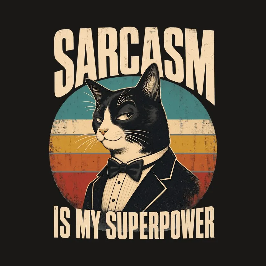Sarcasm Is My Superpower Sassy Cat Retro — funny cat phone case