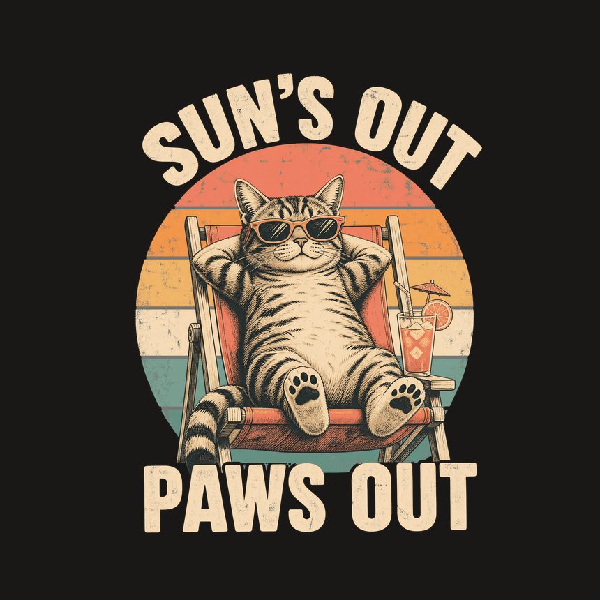 Suns Out Paws Out Summer Cat Retro Design — funny cat phone case