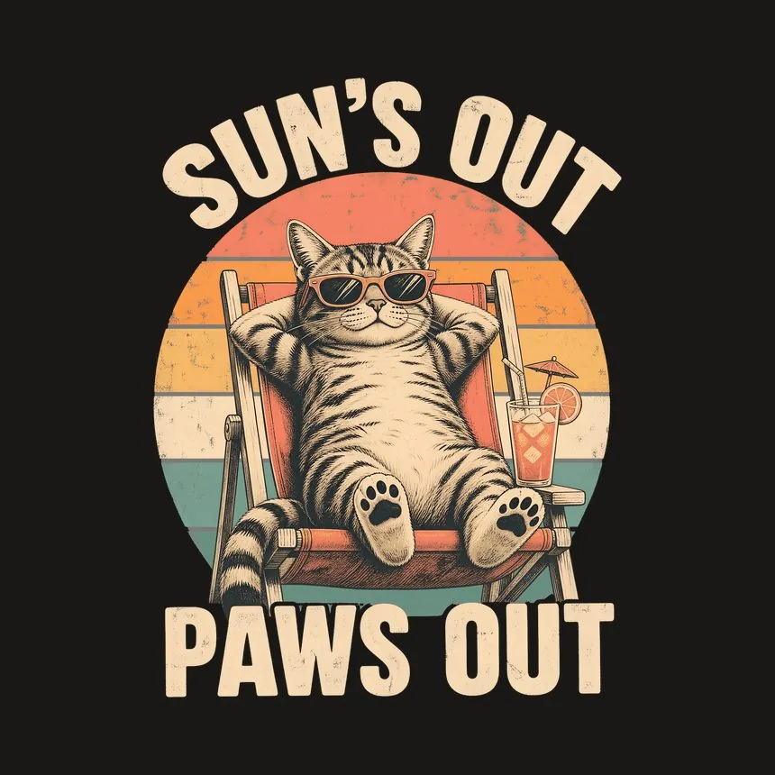 Suns Out Paws Out Summer Cat Retro — funny cat phone case