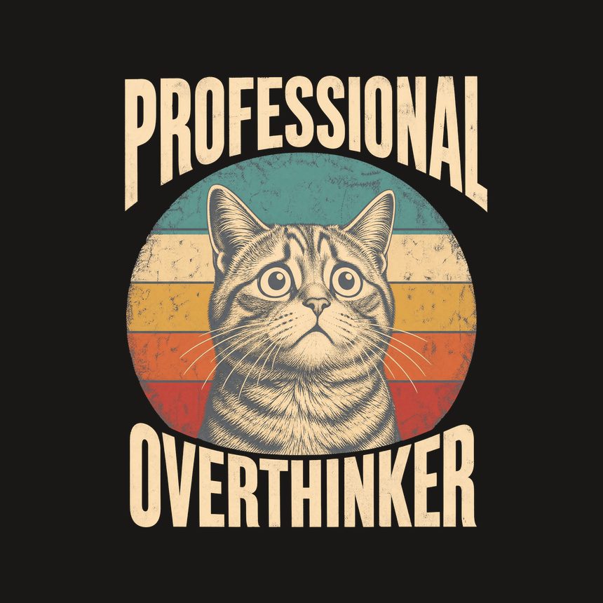 Professional Overthinker Anxious Cat Retro — funny cat phone case