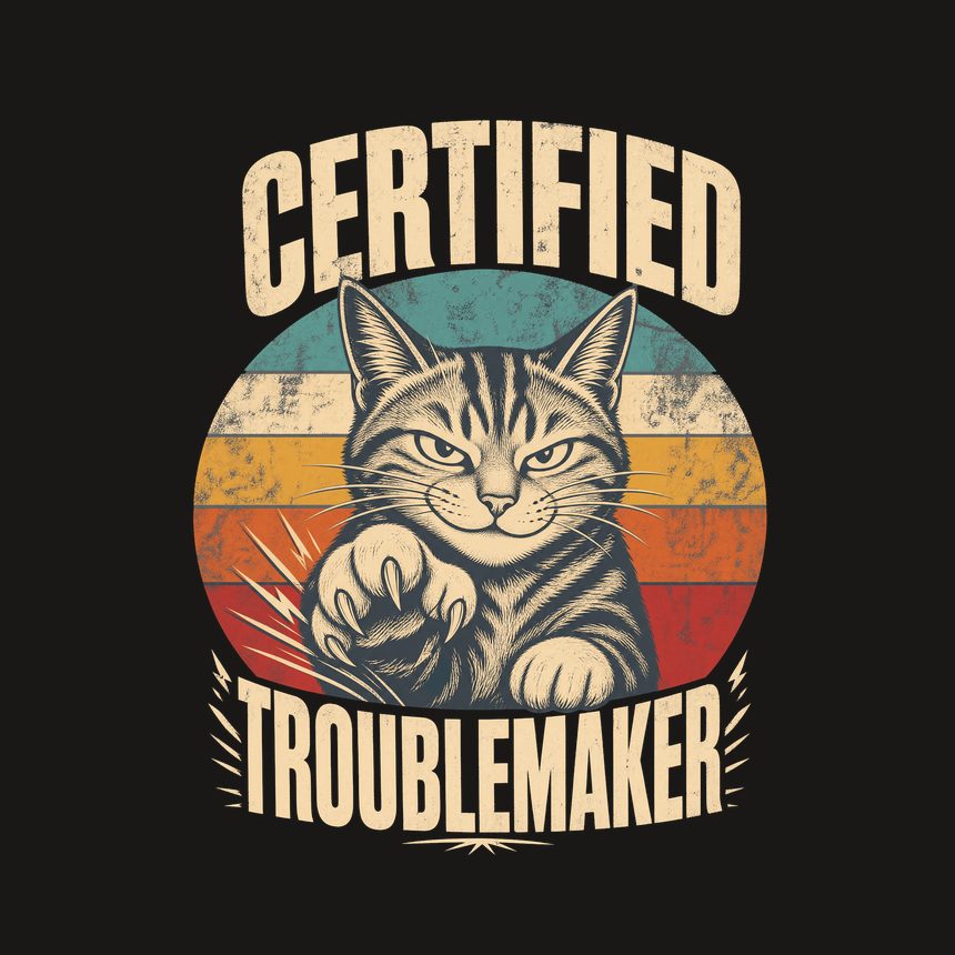Certified Troublemaker Sneaky Cat Retro — funny cat phone case