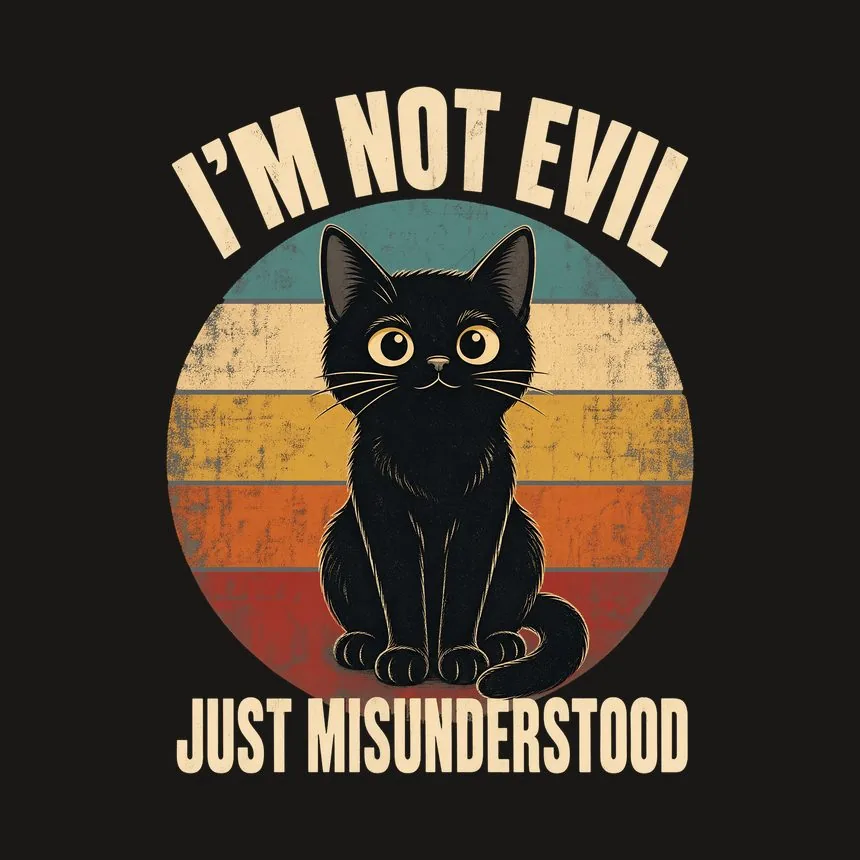 Not Evil Just Misunderstood Black Cat Retro — funny cat phone case
