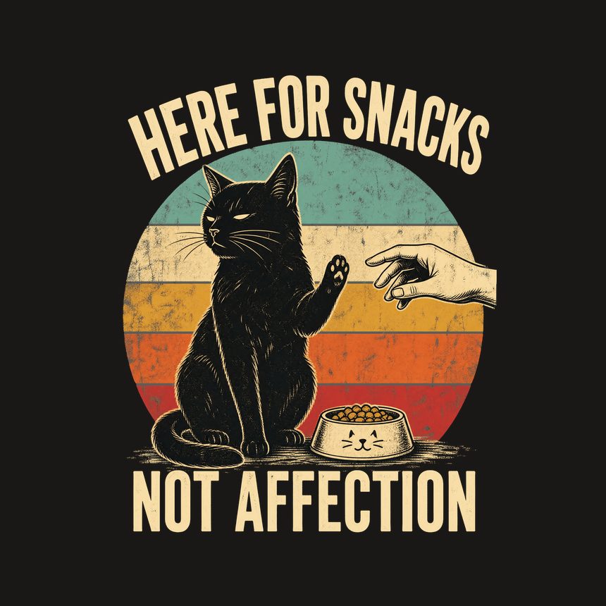 Here For Snacks Not Affection Black Cat Retro — funny cat phone case