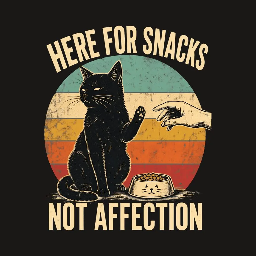 Here For Snacks Not Affection Black Cat Retro — funny cat phone case
