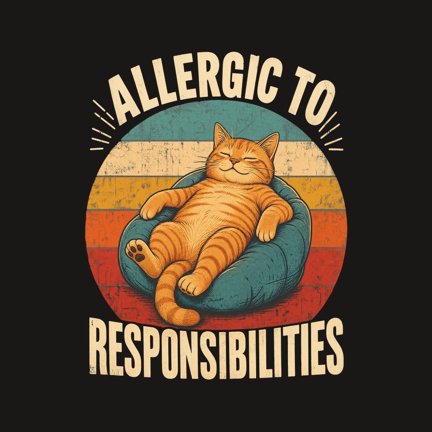 Allergic To Responsibilities Lazy Cat Retro — funny cat phone case