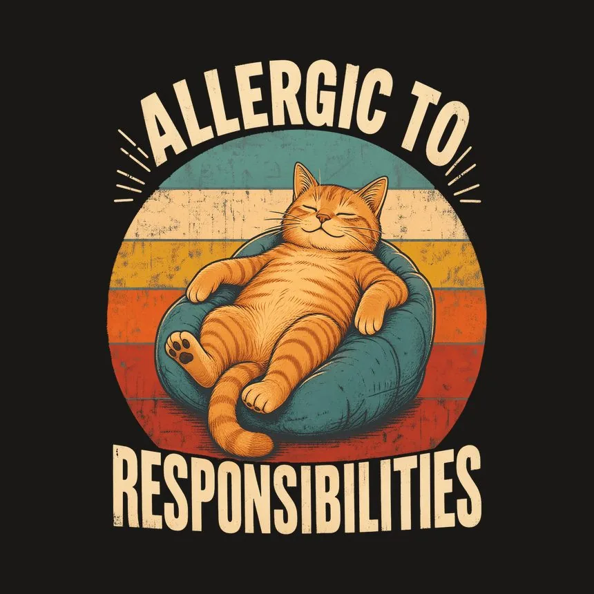 Allergic To Responsibilities Lazy Cat Retro — funny cat phone case