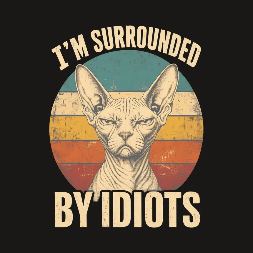 Surrounded By Idiots Judgy Cat Retro — funny cat phone case
