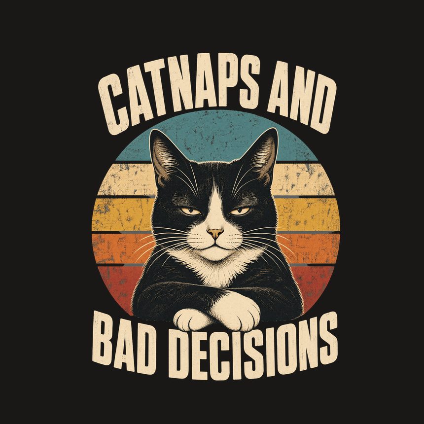 Catnaps And Bad Decisions Tuxedo Cat Retro — funny cat phone case