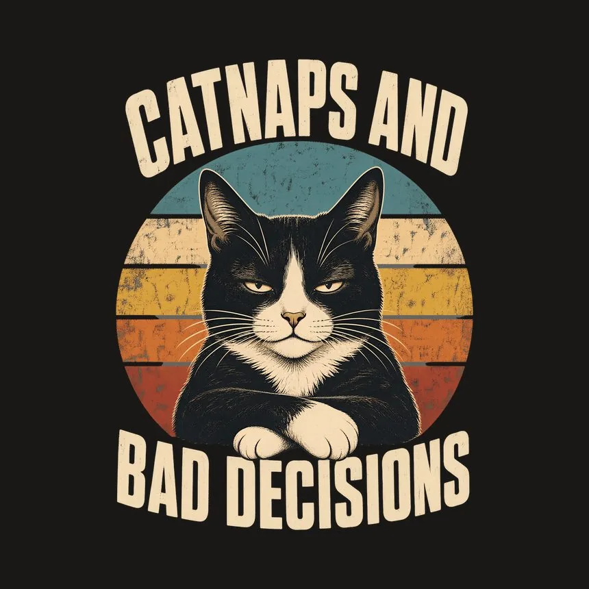 Catnaps And Bad Decisions Tuxedo Cat Retro — funny cat phone case