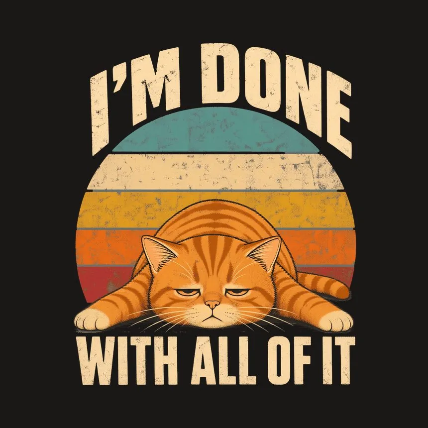 I'm Done With All Of It Lazy Cat Retro — funny cat phone case