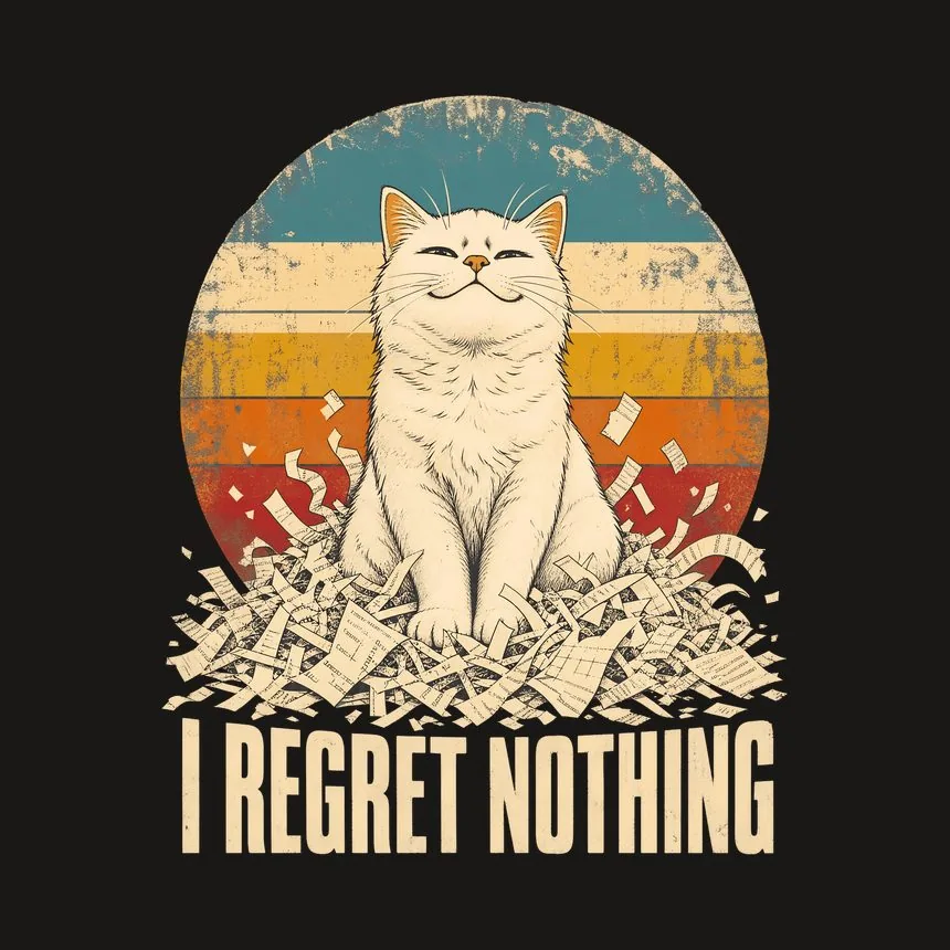 I Regret Nothing Mischievous Cat Retro — funny cat phone case