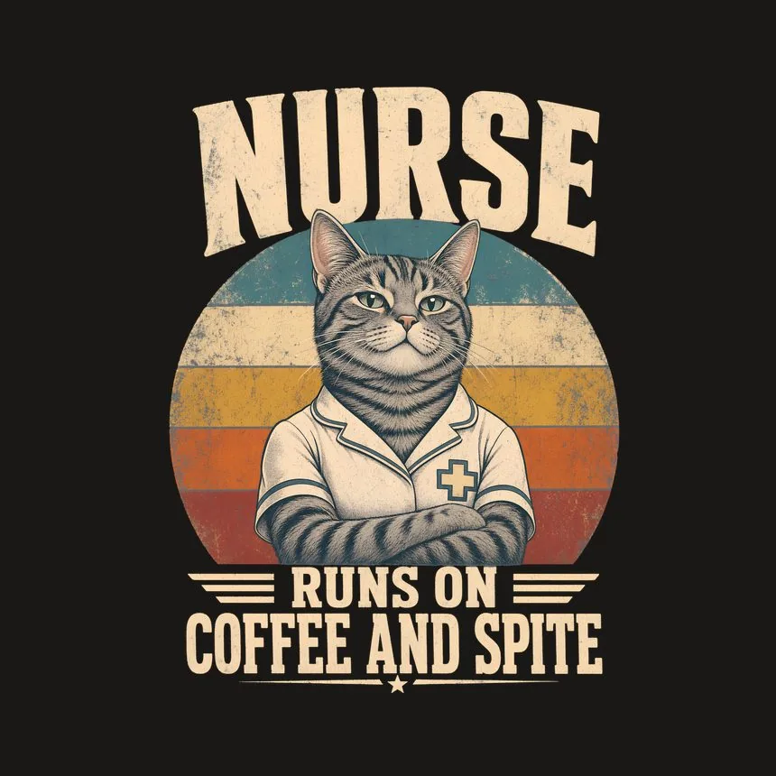 Nurse Runs On Coffee And Spite Retro Cat Design — funny cat phone case