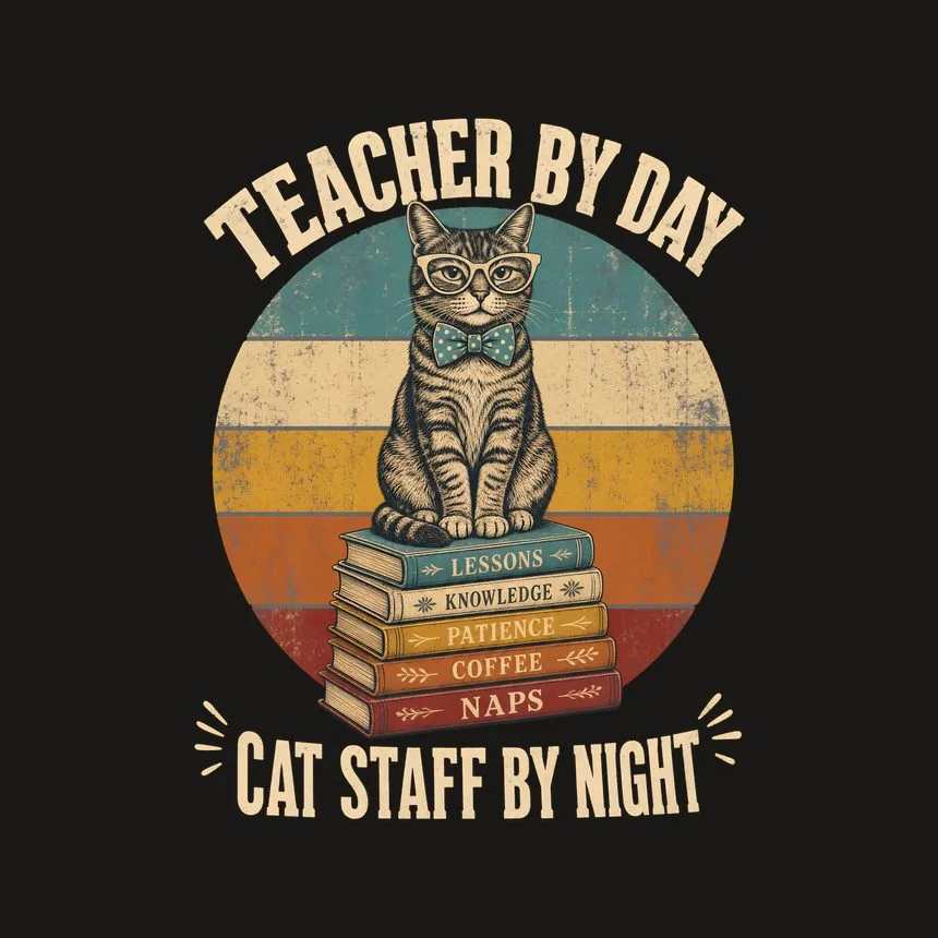 Teacher By Day Cat Staff By Night Retro Cat Design — funny cat phone case