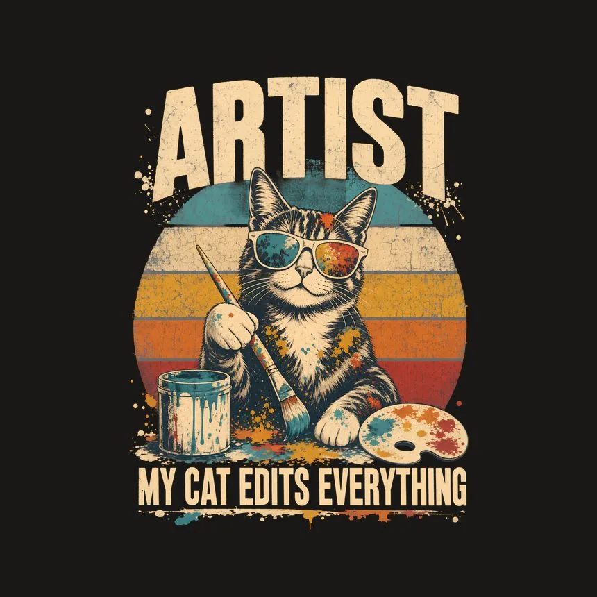 Artist My Cat Edits Everything Retro Cat Design — funny cat phone case
