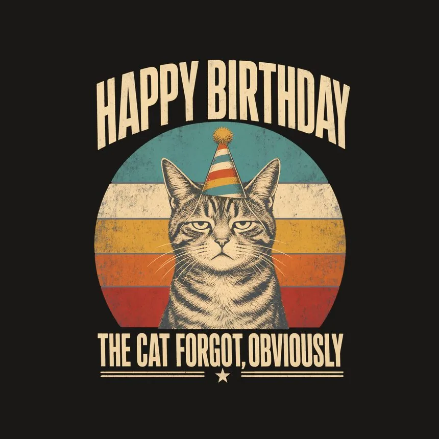 Happy The Cat Forgot, Obviously Retro Cat Design — funny cat phone case