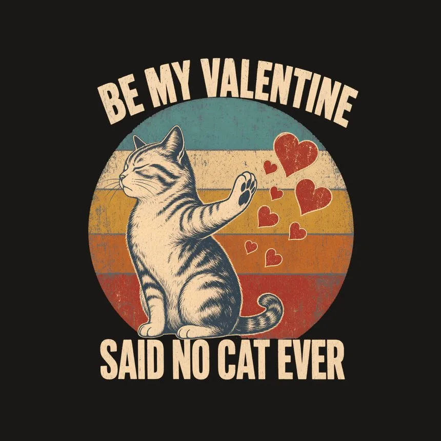 Be My Valentine Said No Cat Ever Retro Cat Design — funny cat phone case