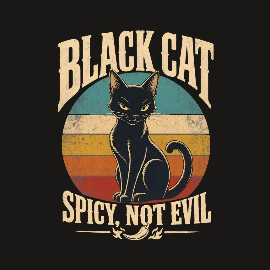 Black Cat Spicy, Not Evil Retro Cat Design — funny cat phone case