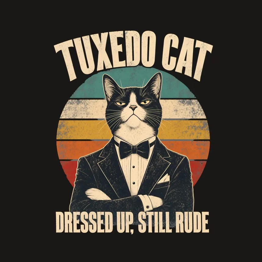 Tuxedo Cat Dressed Up, Still Rude Retro Cat Design — funny cat phone case