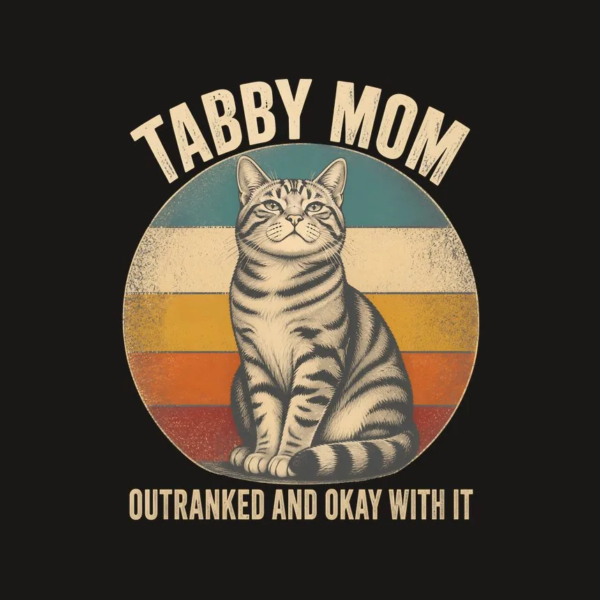 Tabby Mom Outranked And Okay With It Cat On Retro Sunset — funny cat phone case