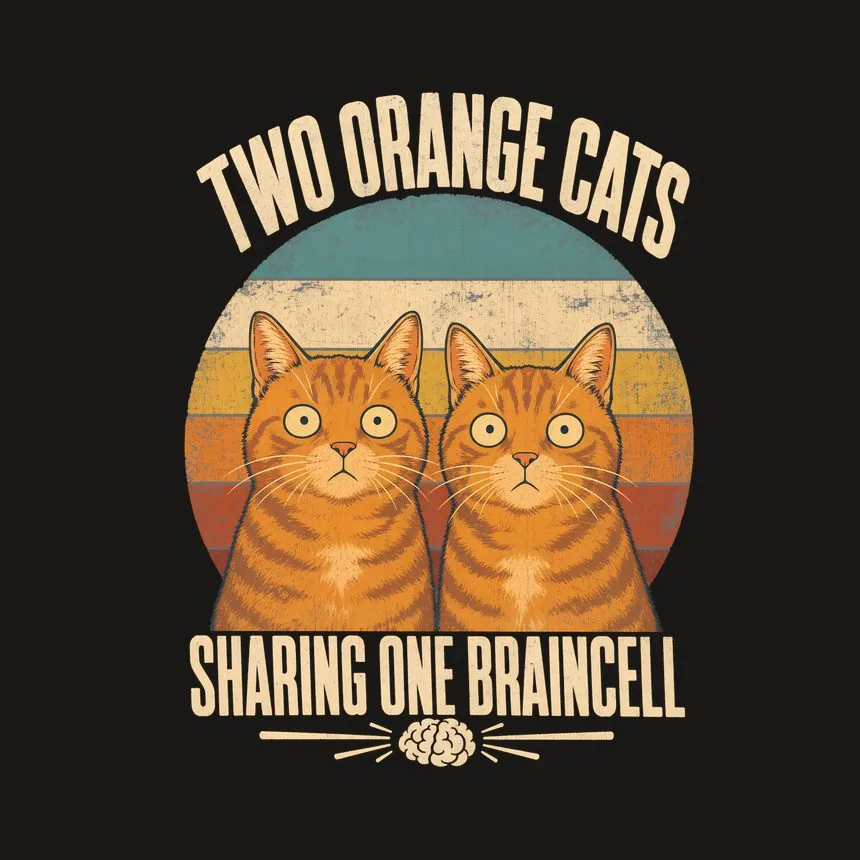 Two Orange Cats Sharing One Braincell Cat Design — funny cat phone case