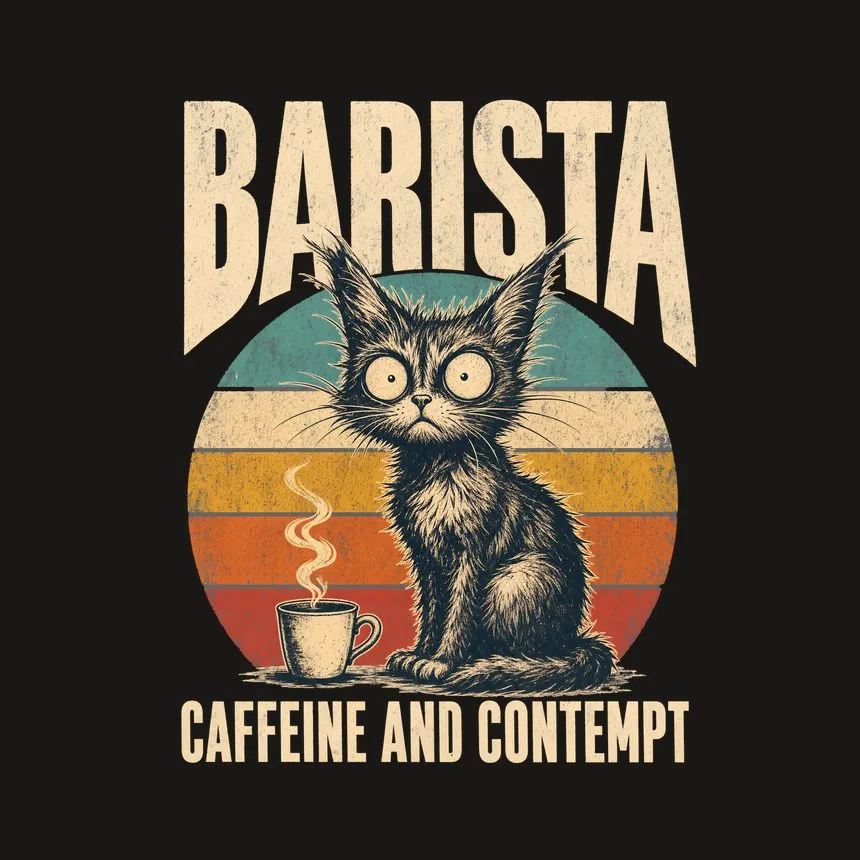 Barista Caffeine And Contempt Retro Cat Design — funny cat phone case