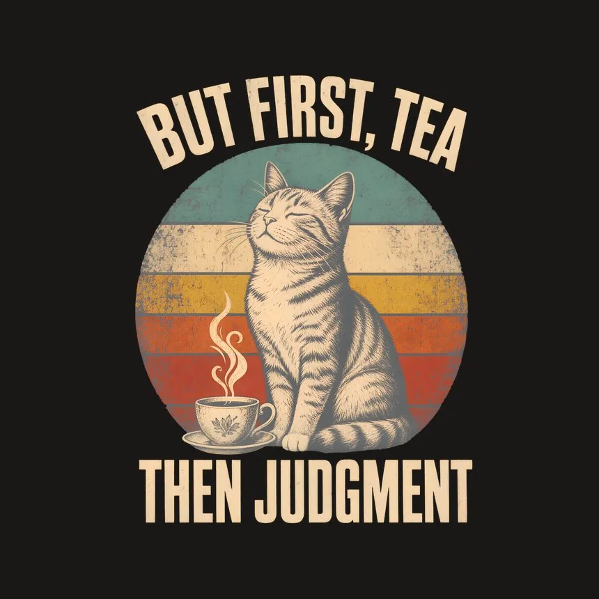 But First, Tea Then Judgment Retro Cat Design — funny cat phone case