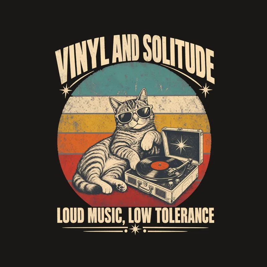 Vinyl And Solitude Loud Music, Low Tolerance — funny cat phone case