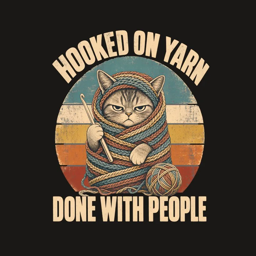 Hooked On Yarn Done With People Retro Cat Design — funny cat phone case