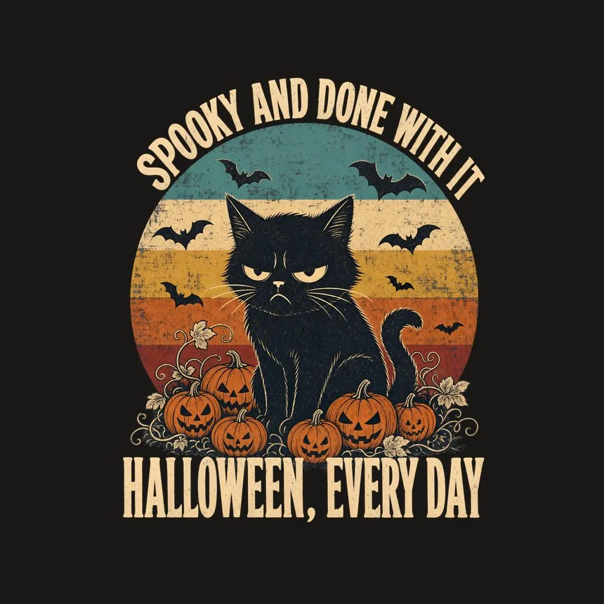 Spooky And Done With It Halloween, Every Day — funny cat phone case